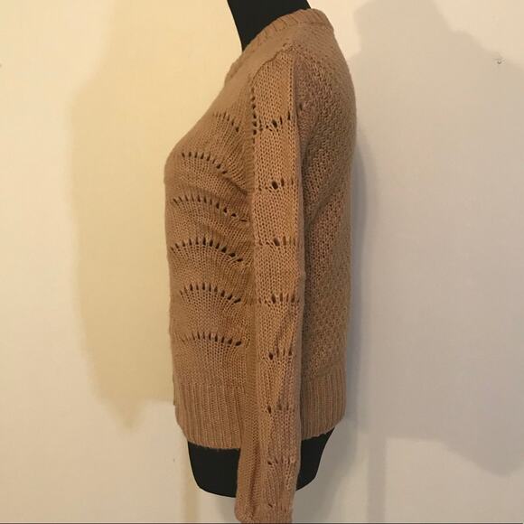 Tan Catherine Malandrino open weave knit sweater SZ XS - Picture 4 of 9